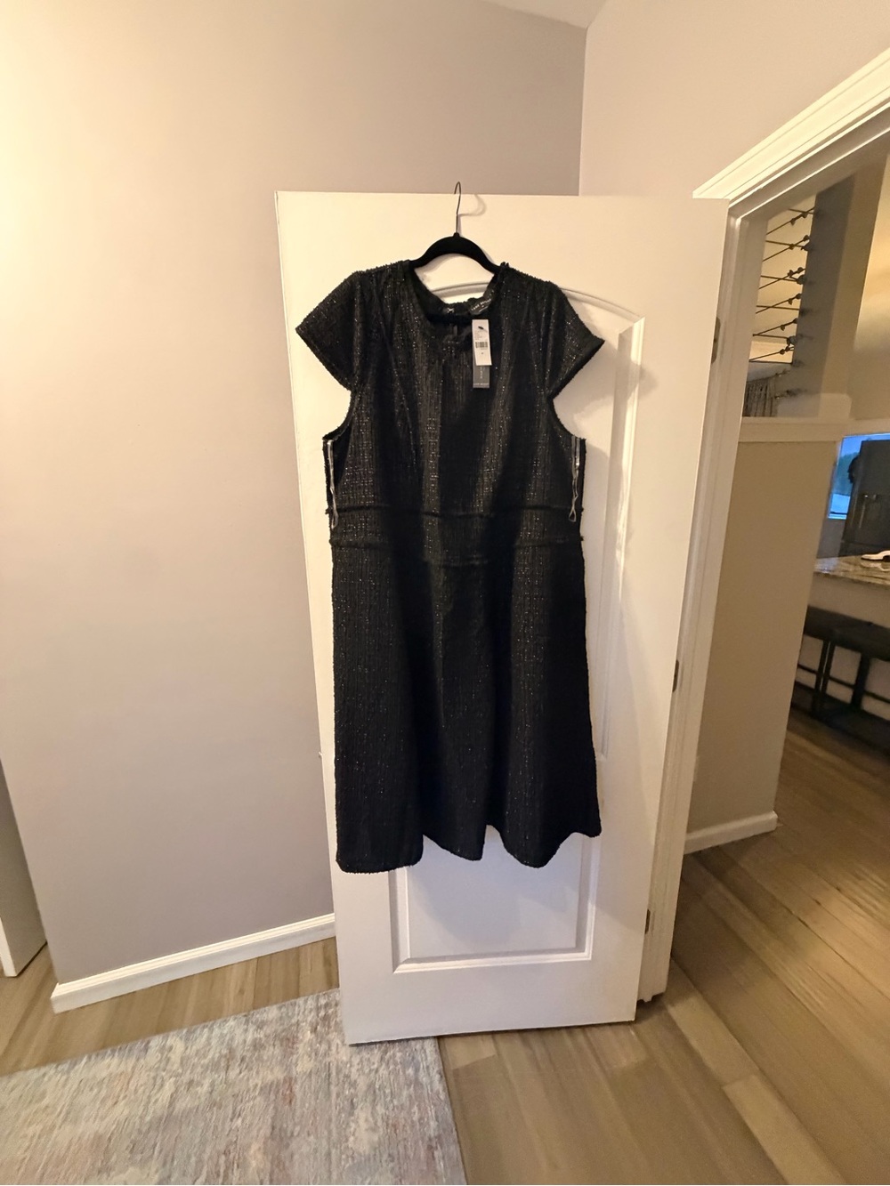Lane Bryant Cap-Sleeve Trim-Detail Metallic Tweed Midi Dress - Picture 3 of 4